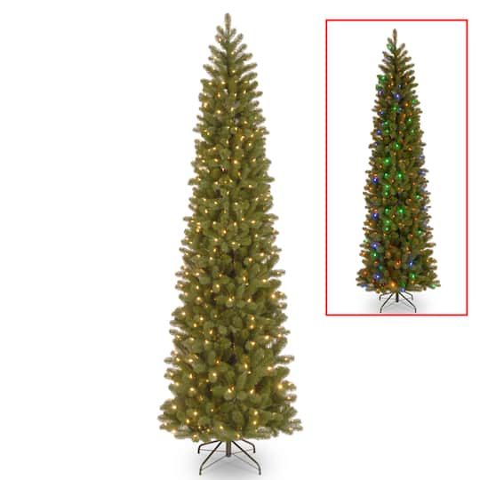 9 Ft Pre-lit Feel Real® Downswept Douglas Fir Pencil Artificial Christmas Tree, Dual Color® LED Lights By National Tree Company in Green | Michaels®